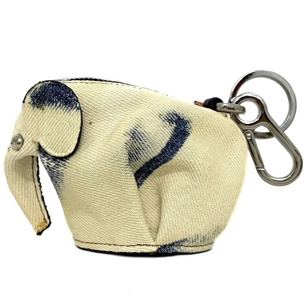 Loewe Coin Wallet Bleached Denim Canvas Leather Wallet Bag Pouch Ivory White